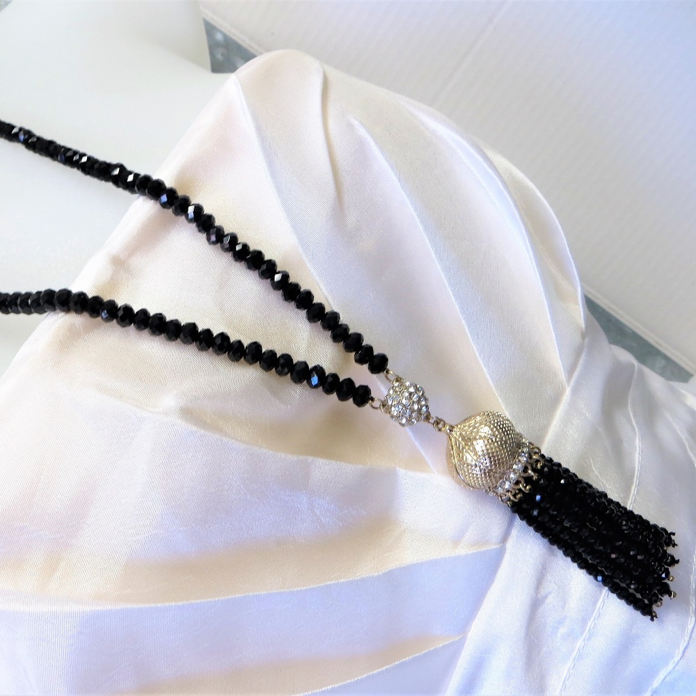 Beaded Tassel Necklace Earrings set